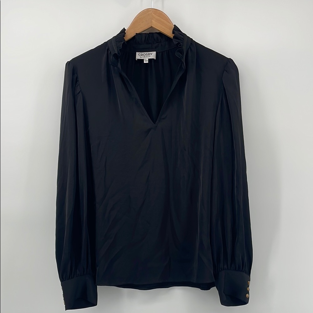 CROSBY by Mollie Burch Long Sleeve Blouse in Black L A20